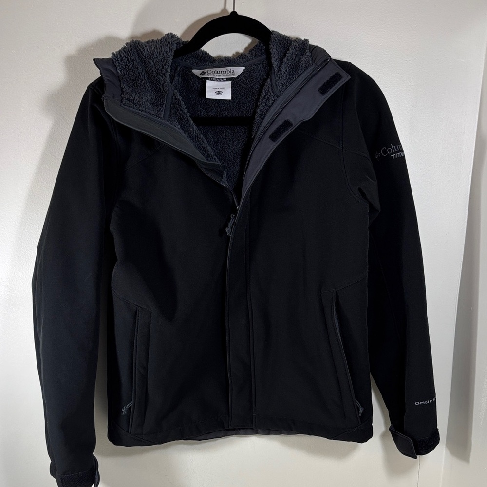 Columbia Youth Black Hooded Zippered Velcro Performance Jacket